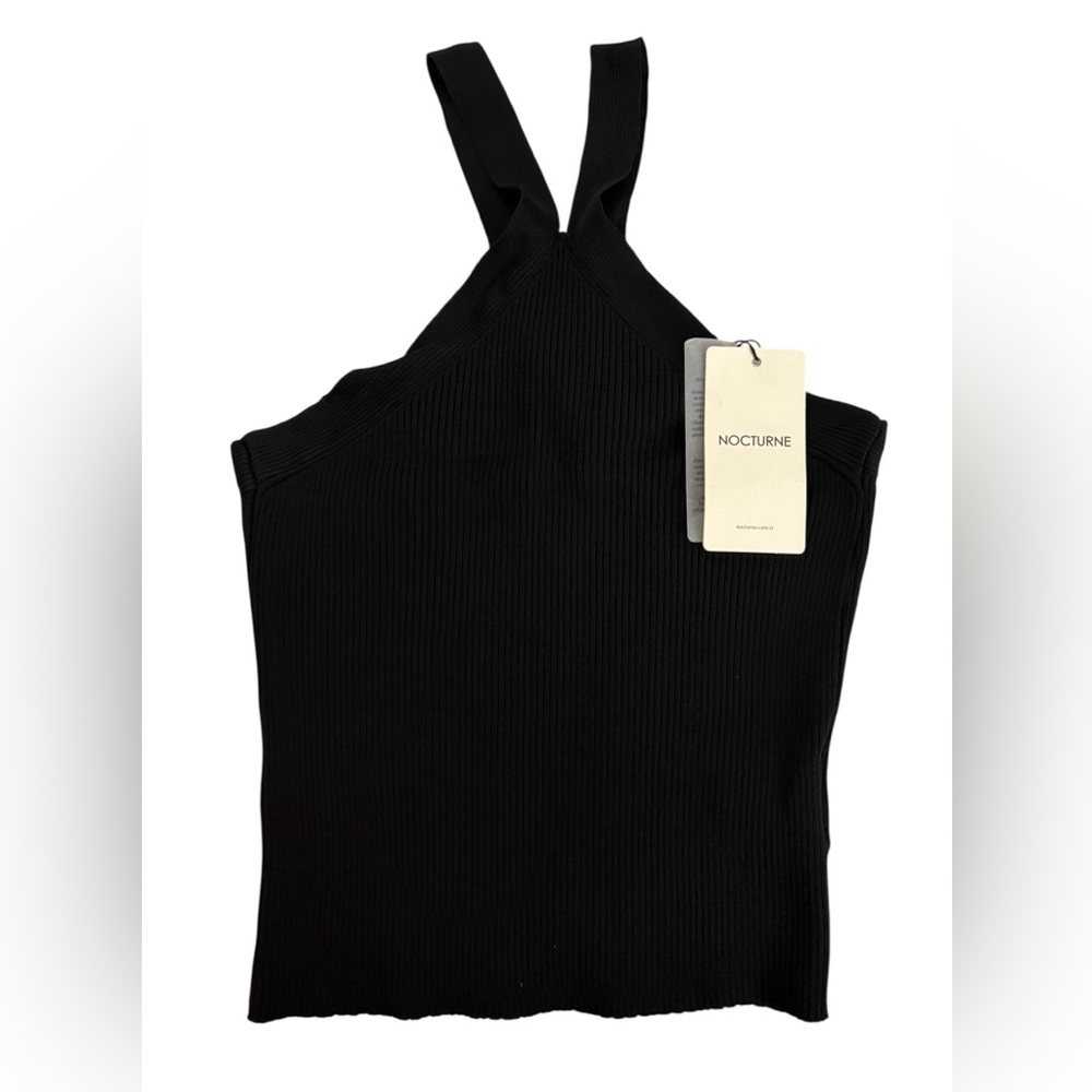 Black Ribbed Cross-Strap Tank Top - Picture 4 of 7